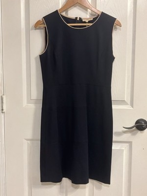 Tory Burch Navy Sheath Dress L Cotton Spandex Sleeveless Contrast Trim
