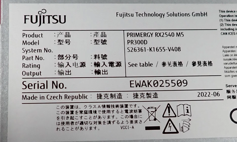 NEW Fujitsu Primergy RX2540 M5 8-Core Gold 6244 32GB RAM 8x 2.5" Bay 2U Server - Image 4 of 4