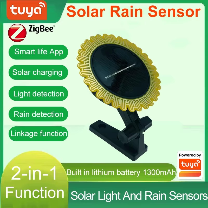 Tuya Zigbee Rain Sensor Solar Powered Real-Time Rain Detector Smart Life App