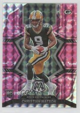 2022 Panini Mosaic Rookies Pink Camo Mosaic Prizm Christian Watson #327 1by6