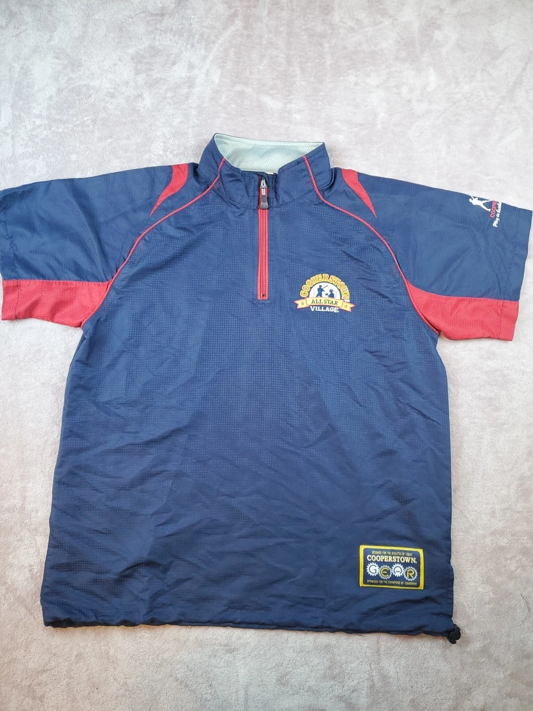 Maglione Cooperstown All Star Village Uomo 1 4 Zip Blu Grande Coach Baseball ⚾