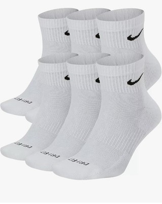 Nike Everyday Cushion Ankle Training Socks, Size L - White (6 Pair)