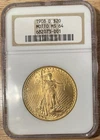 1908-D $20 Saint-Gaudens Double Eagle Gold Coin w/ motto NGC certified MS64