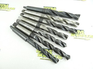 LOT OF 7 HSS 3MT TAPER SHANK DRILLS 3/4" TO 1 1/16" DIA W&B MORSE PTD