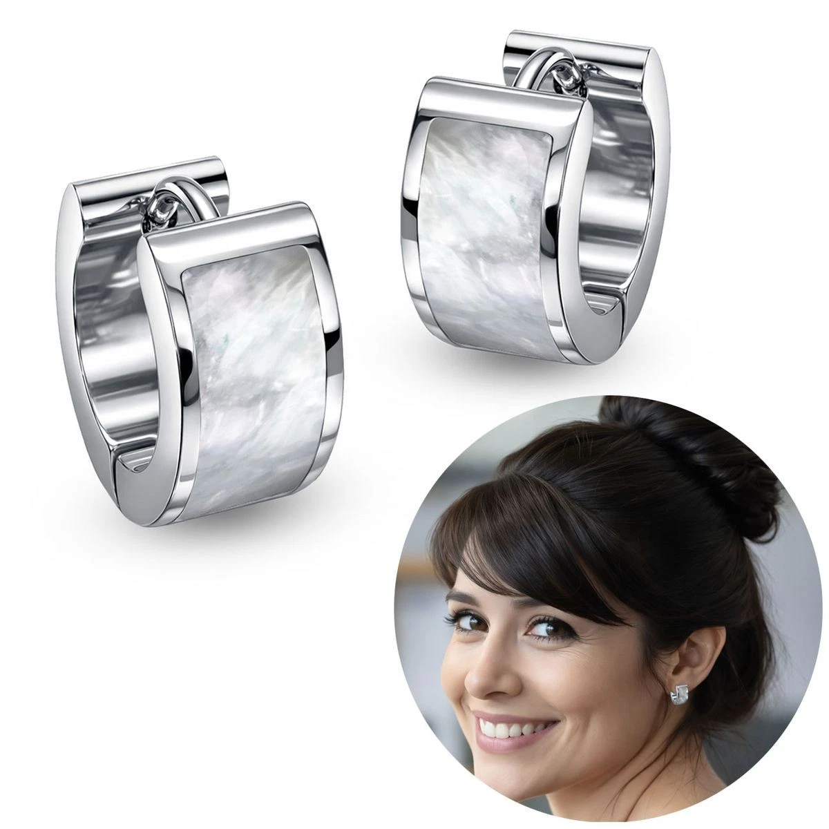 Amello orecchini a cerchio in acciaio inossidabile da donna orecchini con zirconi scintillanti rosa 50mm ESOS05F