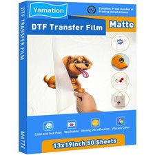 Yamation DTF Transfer Film 13x19" 50 Sheets Double-Sided Matte PET for T-Shirts