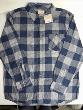 Field  Stream Flannel Button Up Shirt Lightweight Blue Plaid Mens Large L