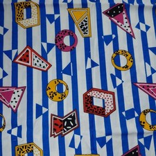 Vintage 80s Fabric Pop Art Geometric Stutz-Horowitz Rad Mod Print 1.5Yds X 40in
