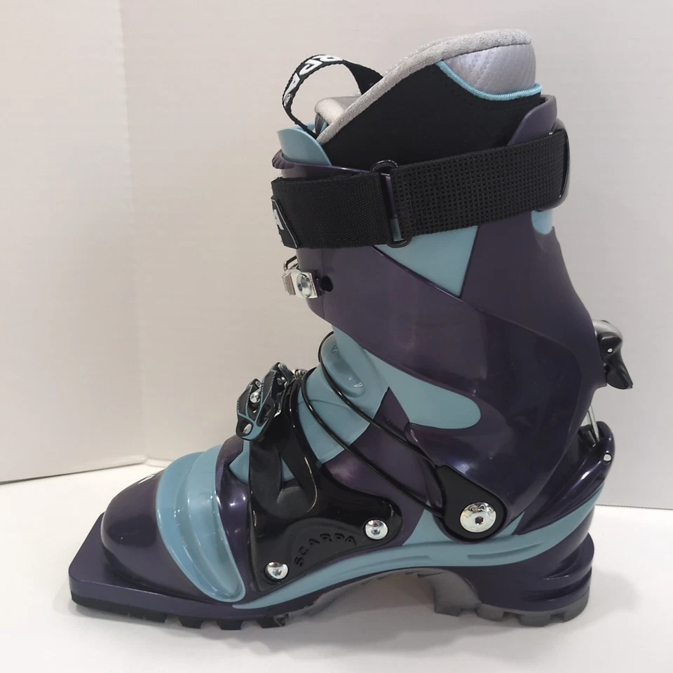 Botas de esquí Scarpa T2 Eco Telemark - Mondo 25.0 para mujer talla 8 púrpura azul EE. UU. Foto 3 de 4