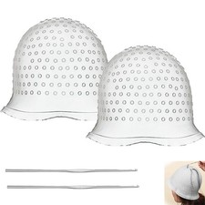 2 Pcs Silicone Hair Coloring Highlighting Cap, Punched Highlight Cap for Hair...