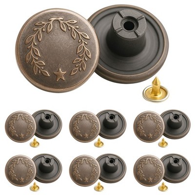 8-100 Stück Jeans Knöpfe 17 mm Messingverschlüsse Bronze mit Pins für Jacken & Denim