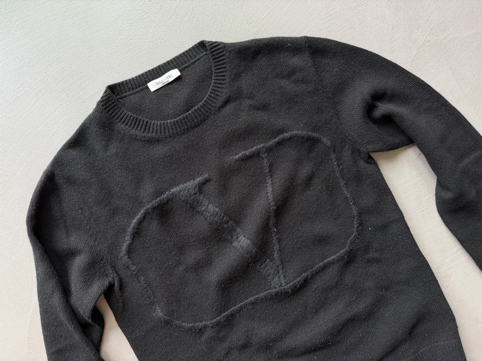 Valentino — Valentino Wool Cashmere Logo Sweater, Black, Size S