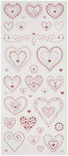 Red Pink  Clear Glittered Heart Stickers - 38 Pieces