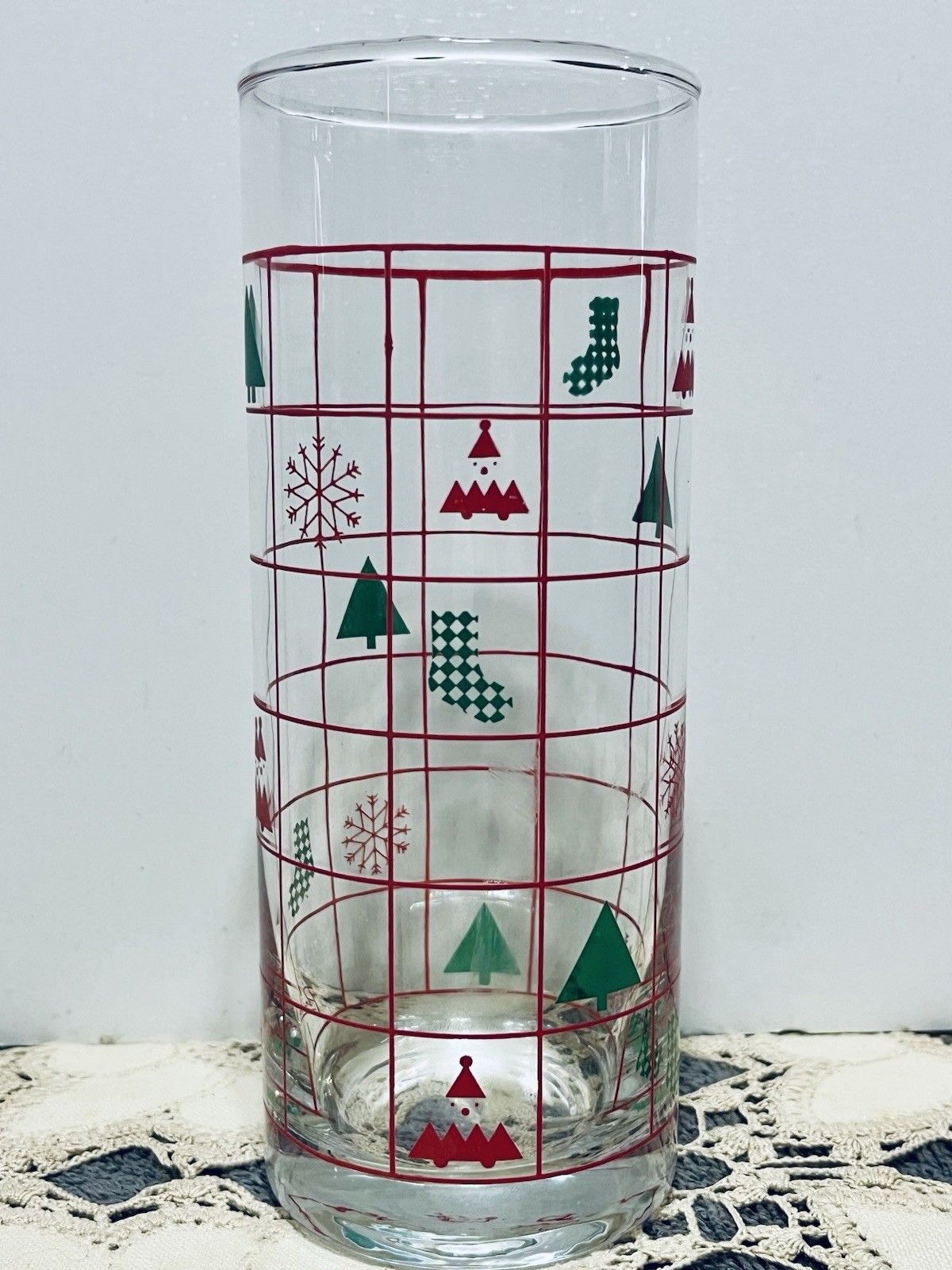 Vintage PANACHE BY DEMA Christmas Glasses Holiday Tall Tumblers  Set 4