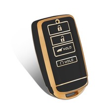 WORCAS for Acura 4 Buttons Key Fob Cover, TPU Smart 4 Button, Gold-Black