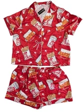 Chick-fil-A Fans Sheshow Women’s Pajamas Set Size XL Red Silky Satiny Fun