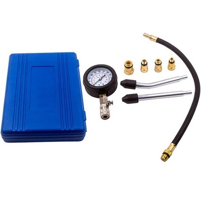 Engine Cylinder Compression Pressure Tester Gauge Test Adaptor Pipes Tool Kit