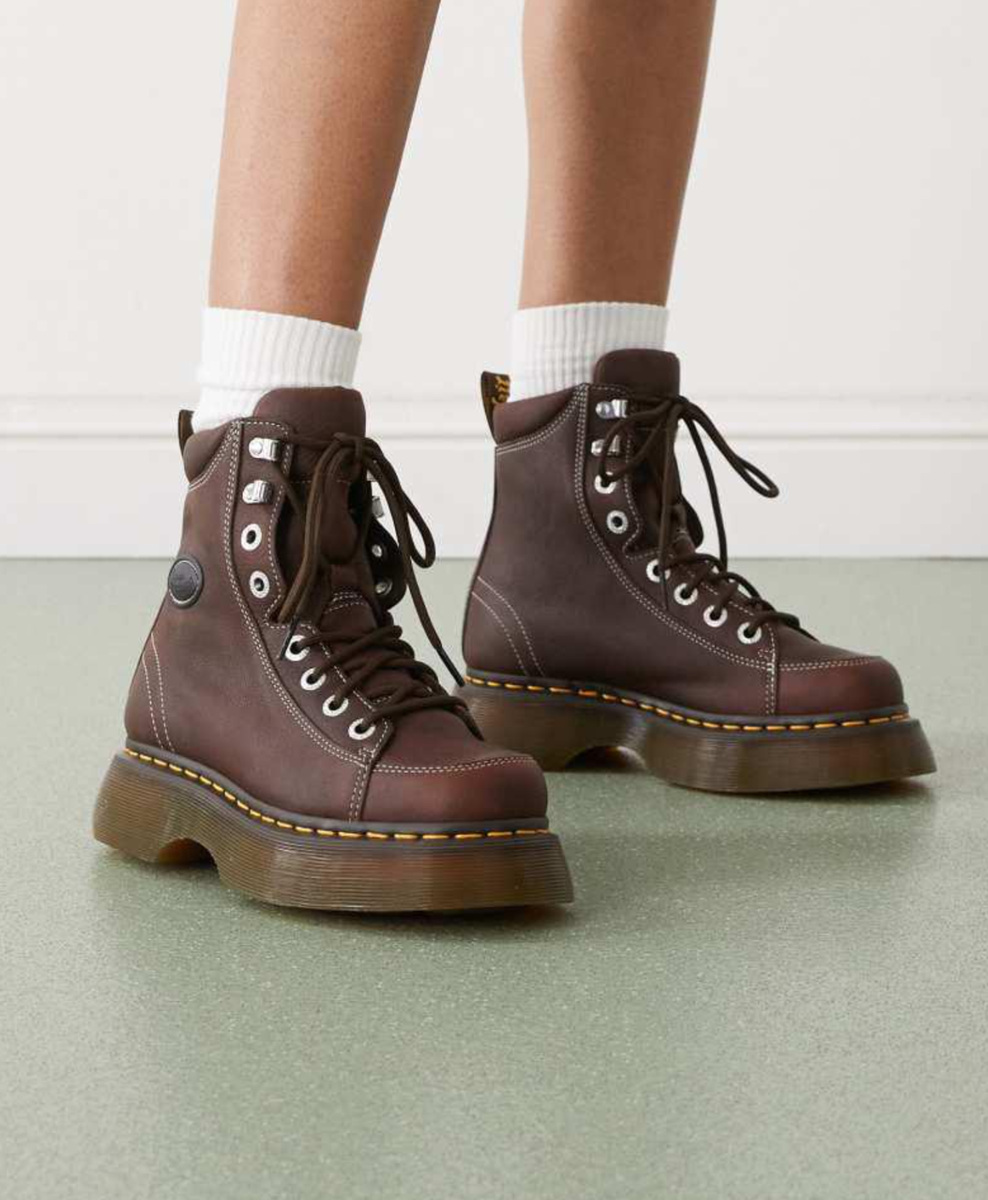 Dark Brown ~ Dr. Martens Buzz 8-Eye Platform Boot MSRP$210 CHIC +