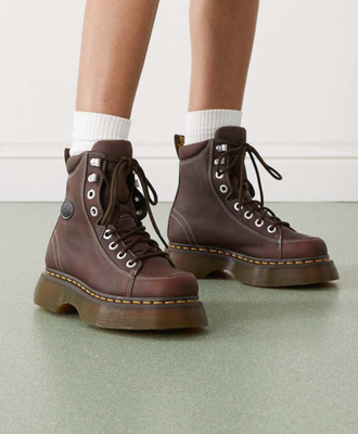 Dark Brown ~ Dr. Martens Buzz 8-Eye Platform Boot MSRP$210 CHIC +