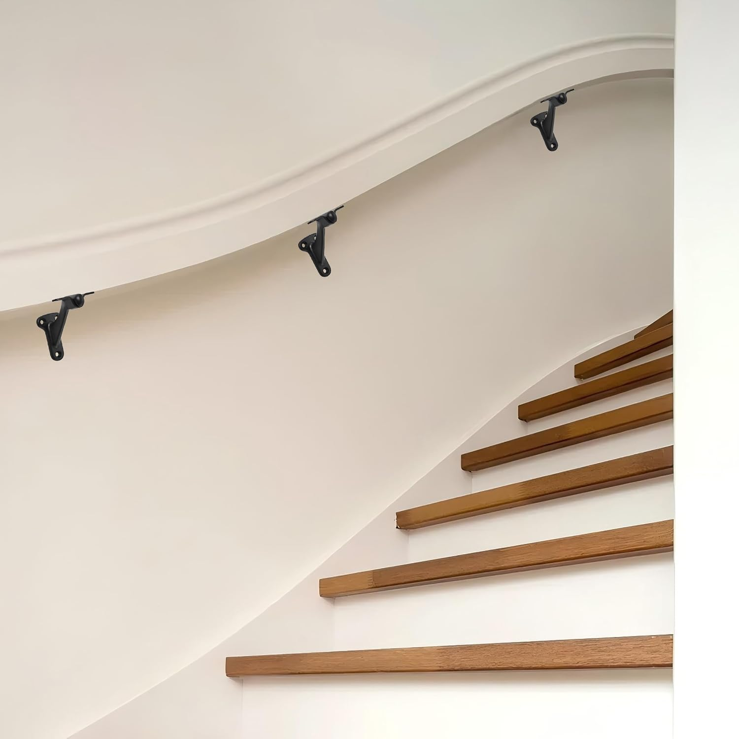 2 Pack 3 Inch Hand Rail Bracket Black Stair Brackets Heavy Duty ...