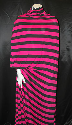 Strech Rayon Jersey  Knit Fabric Eco-Friendly Yarn Dyed Stripes 1'' Black/Bt Rose