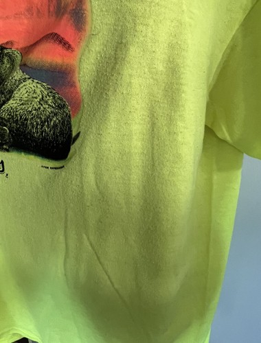 Vintage Wildlife Bear Cub Neon Yellow Great Smoky mountains T-Shirt Large F&M - Picture 13 of 14