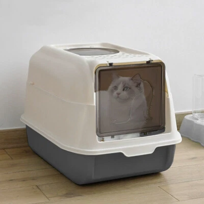 LIFELOOK XL Large Cat Litter Tray Portable Hooded Scoop Filter Box Loo Toilet Cat Centre