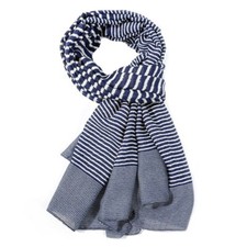 Navy Blue White Stripe Scarf Ladies Womens Ladies Wrap Shawl Summer Stripes