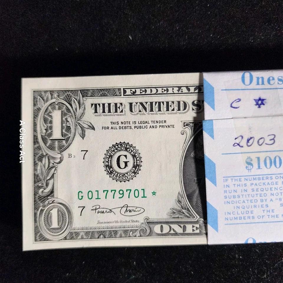 2003  $1 - 100 Note Star Pack Consecutive Serial #'s Chicago. F 1929 G☆. T8717 - Image 3 of 4