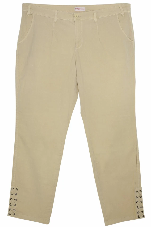 sheego Casual Chino Sommerhose Stoffhose Hose Straight Fit Damen Beige Größe 52