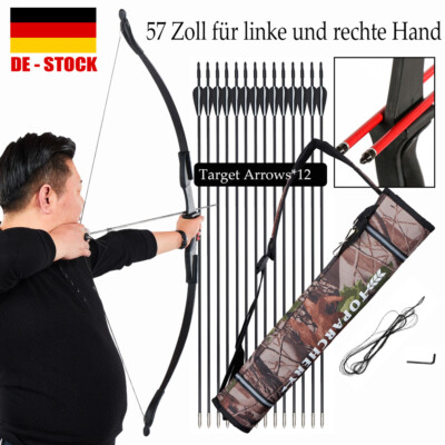 57 Zoll Takedown Recurve Bogen Rechts/Links Hand Pfeile Köcher Jagd Ziel Praxis