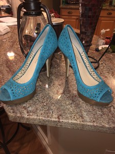 teal open toe heels