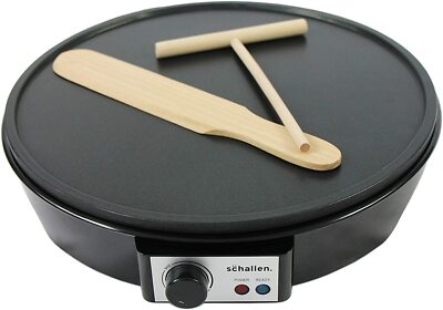 12'' Elektrische Crepe & Pfannkuchen Maschine Heizplatte Grillplatte Antihaft 1000W