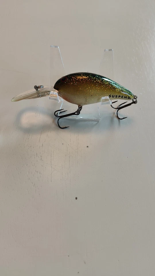 Vintage Bill Norman Lures Sparkle Baby Bass Lure Crankbait Green Silver 2.75" - Image 2 of 4