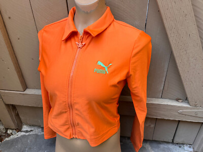 Puma X Dua Lipa Orange Long Sleeve Full Zip Top Women's Sz M NEW