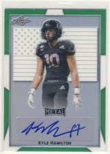 KYLE HAMILTON 2019 Leaf Metal All-American Bowl Green Flag /4 AUTO RAVENS