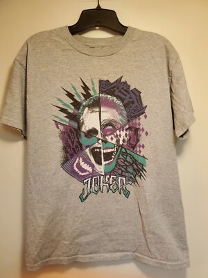 Suicide Squad The Joker Montage T Shirt Size M Gray 26x20