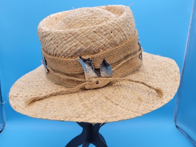 NWT TOUCAN New York Tan Straw Hat with Silver Accents Vintage Toucan New York Collection Straw Hat With Silver  main image 4