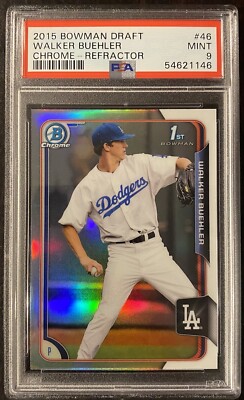 2015 Bowman Draft Chrome Refractor #46 Walker Buehler PSA 9 MINT Dodgers