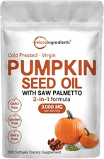 Pumpkin Seed Oil with Saw Palmetto, 3000mg, 300 Softgels, Herbal Supplement