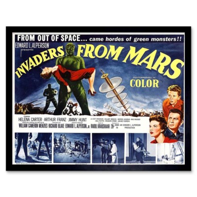 Movie Film Invaders From Mars Sci Fi Horror Green Monster 12X16 Framed Print