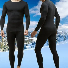 US Men Thermal Underwear Set Winter Skiing Mens Warm Top and Bottom Thermal Set