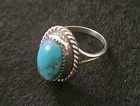 TT STERLING Stamped: Vintage; Navajo Native-Royston Turquoise, Size 6.5 Ring  — photo 2