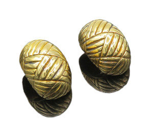 Authentic 925 Sterling Silver Vintage Gold Plated Hollow Non Pierce Earrings EG9775