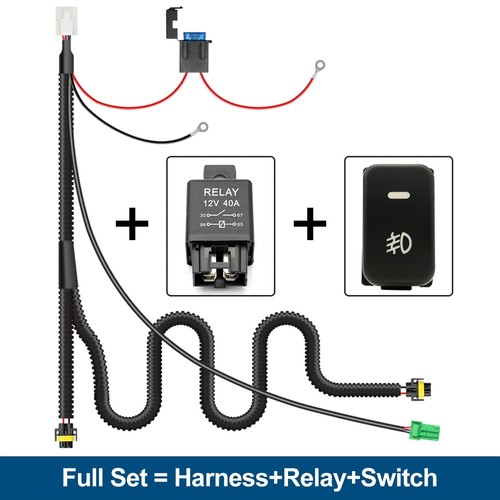 12V 40A Wiring Harness Kit Fuse ON OFF Switch Relay H11 LED Fog Work Light Bar - Picture 3 of 9