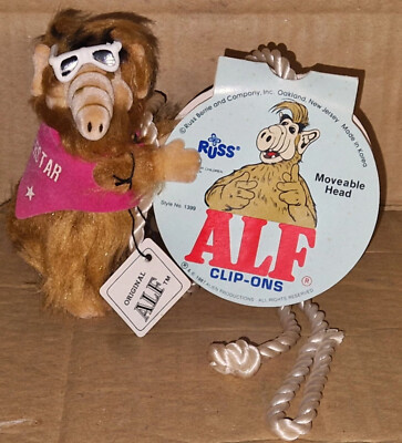Vintage 80's original ALF Russ Plush Clip-On Figure w/Store hanger