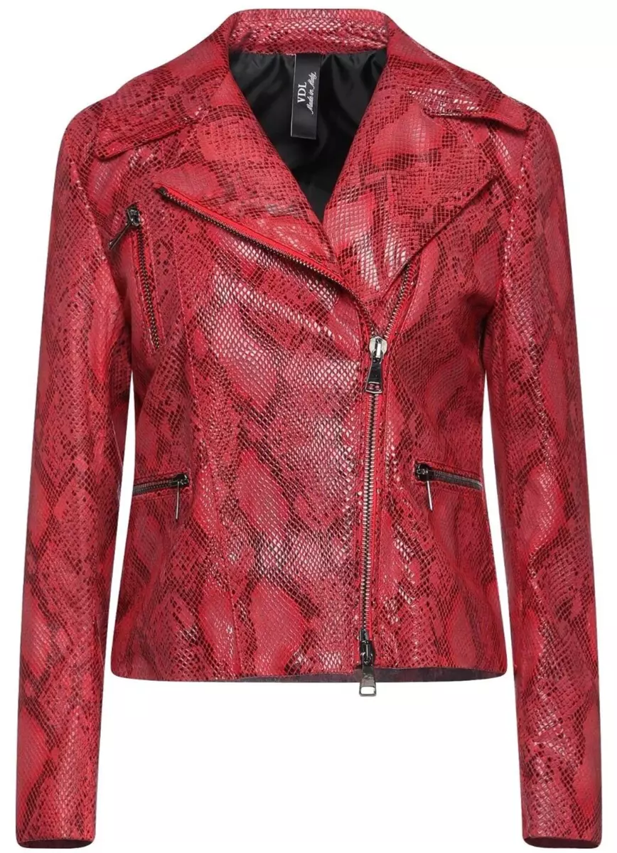 printed leather biker jacket