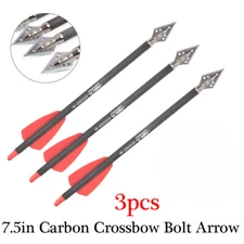 7.5" Crossbow Bolts Carbon Arrows 100Gr Point Tip for Cobra R9 Bow Shooting 3Pcs
