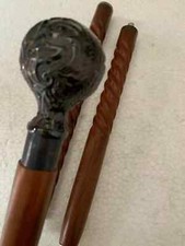 Brass Wolf Head Handle Cane Vintage Wooden Walking Stick Victorian Stick Style