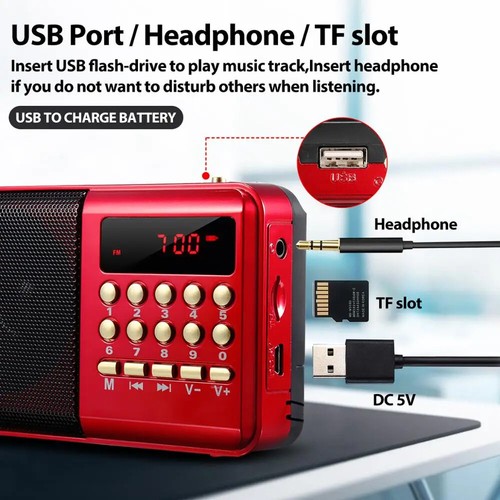Small Radio Stereo MP3 Player Earphone Jack Portable Multimedia Speaker with USB - Picture 7 of 8